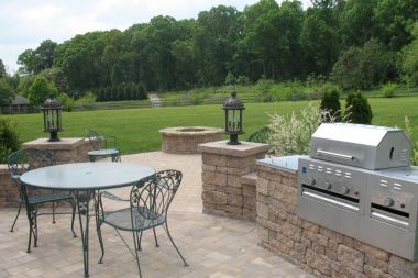 Outdoor patio installation in Clarksville MD with a grill